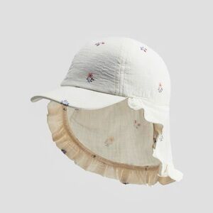 H&M Baby Girl Sun Hat Ear Detail Muslin Cap Organic Cotton NWT Sz 4-6 mo